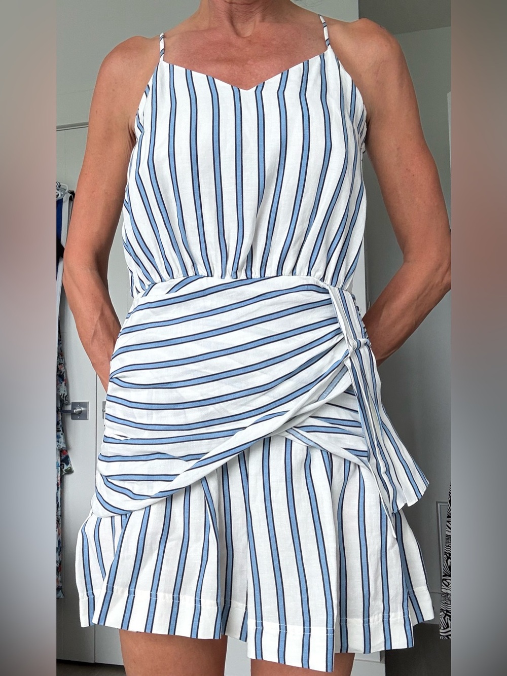 10 Crosby Derek Lam Blue and White Striped Mini Dress